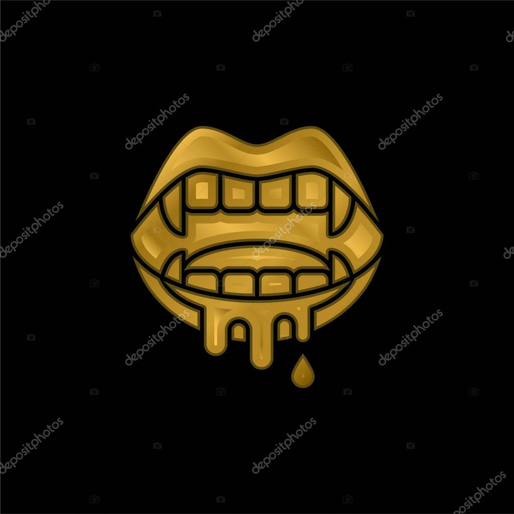 Bloody gold plated metalic icon or logo vector