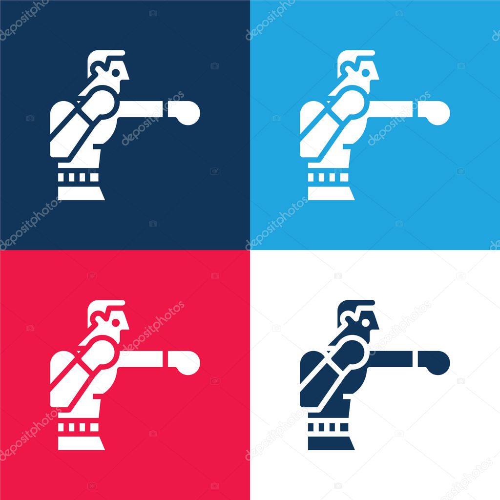 Boxing blue and red four color minimal icon set