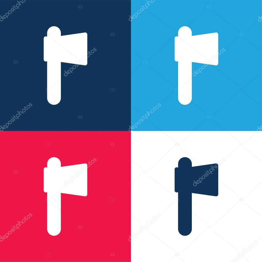 Battle Axe blue and red four color minimal icon set