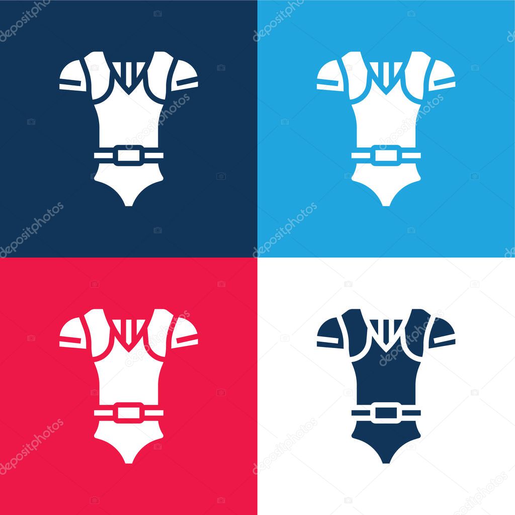 Armor blue and red four color minimal icon set
