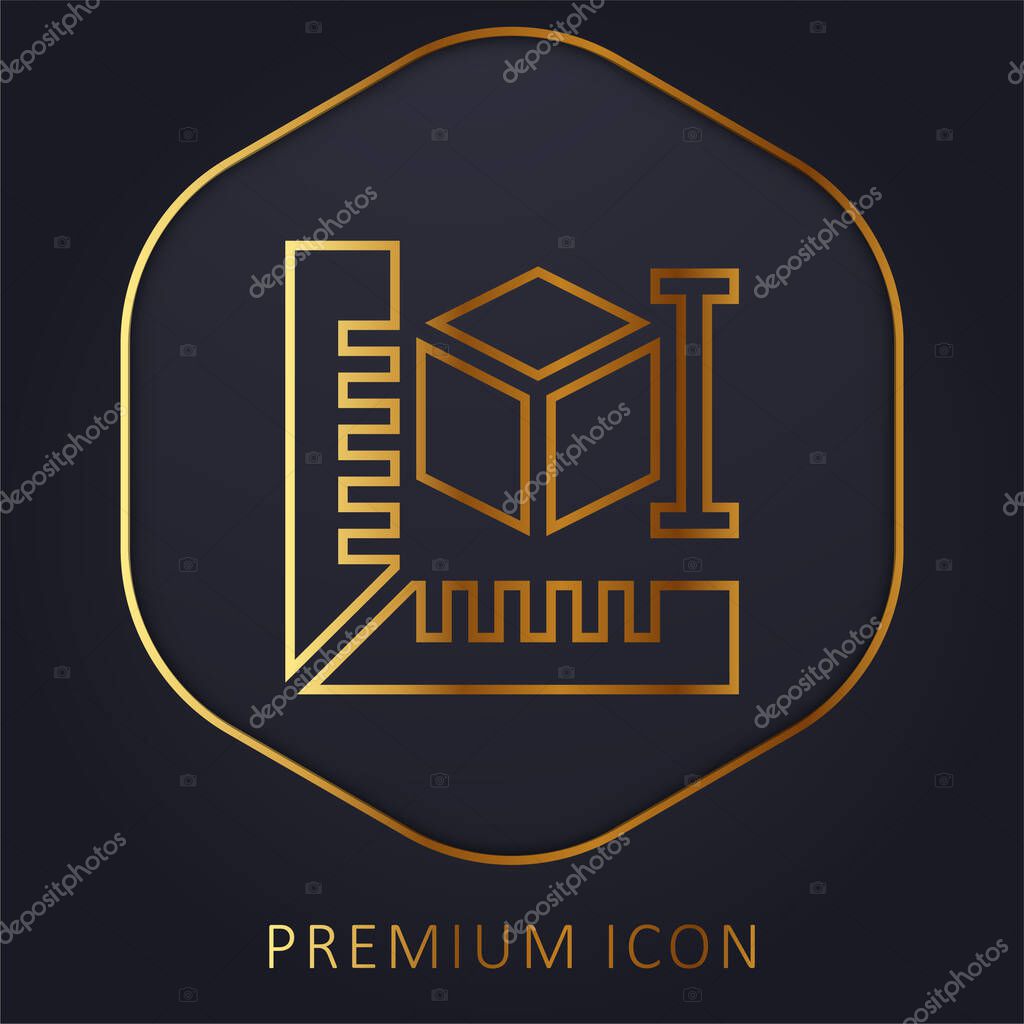 3d Printer golden line premium logo or icon