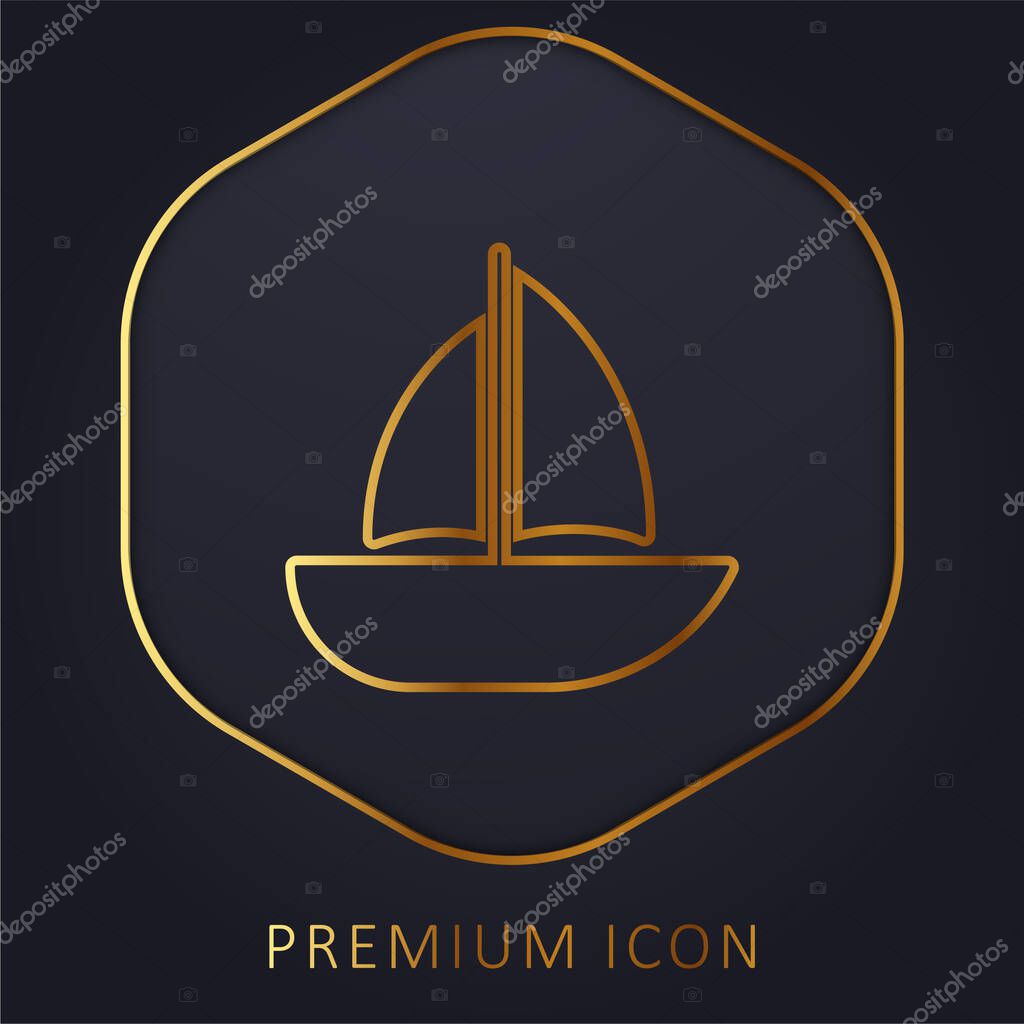 Barca linea dorata logo premium o icona