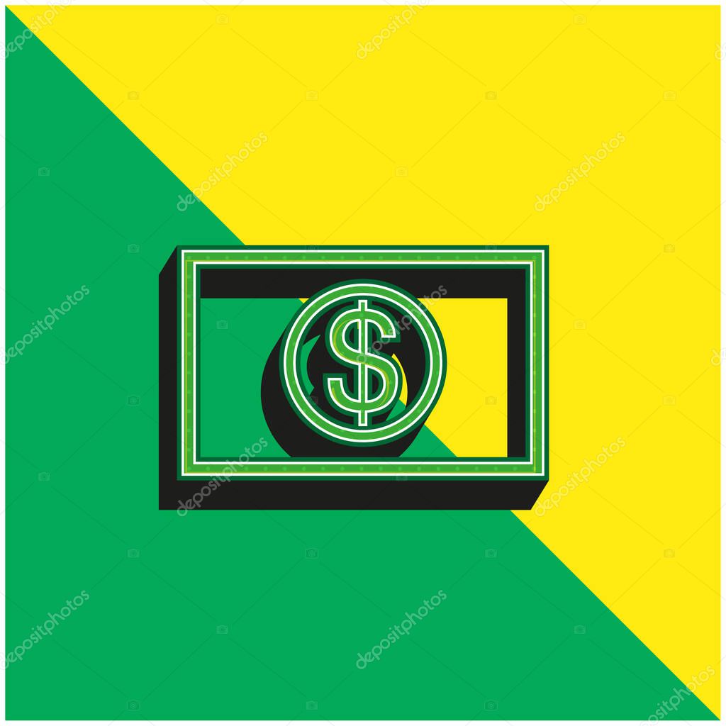 Big Dollar Bill Green and yellow modern 3d vector icon logo