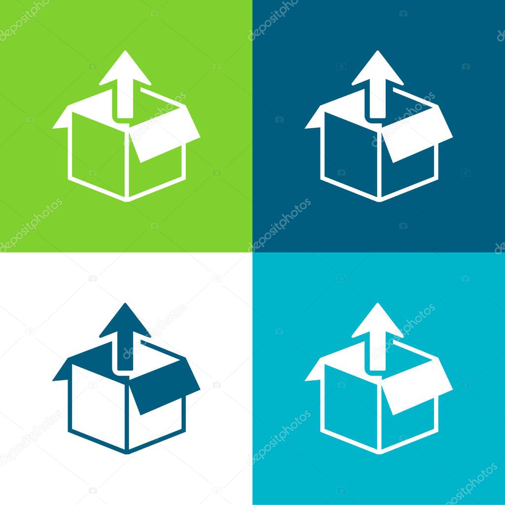 Box Get Out Flat four color minimal icon set