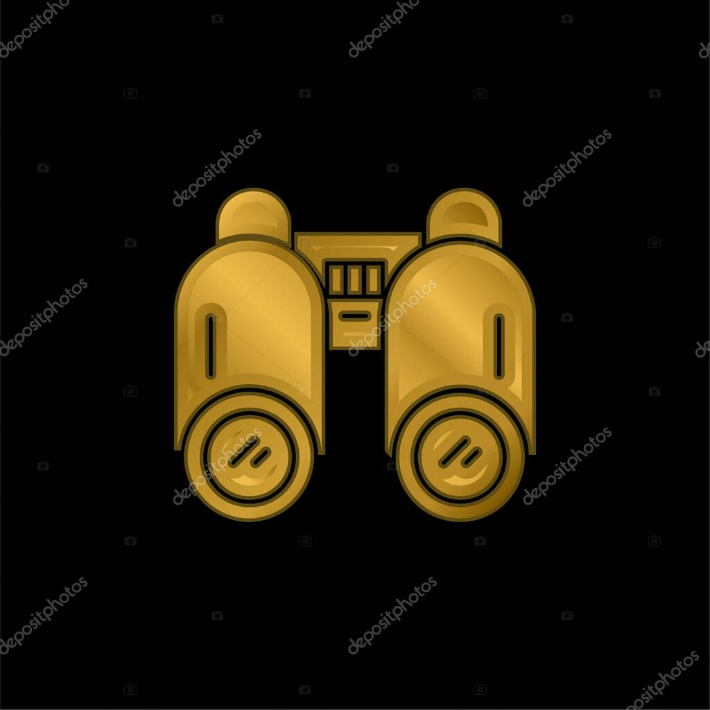 Binoculars gold plated metalic icon or logo vector