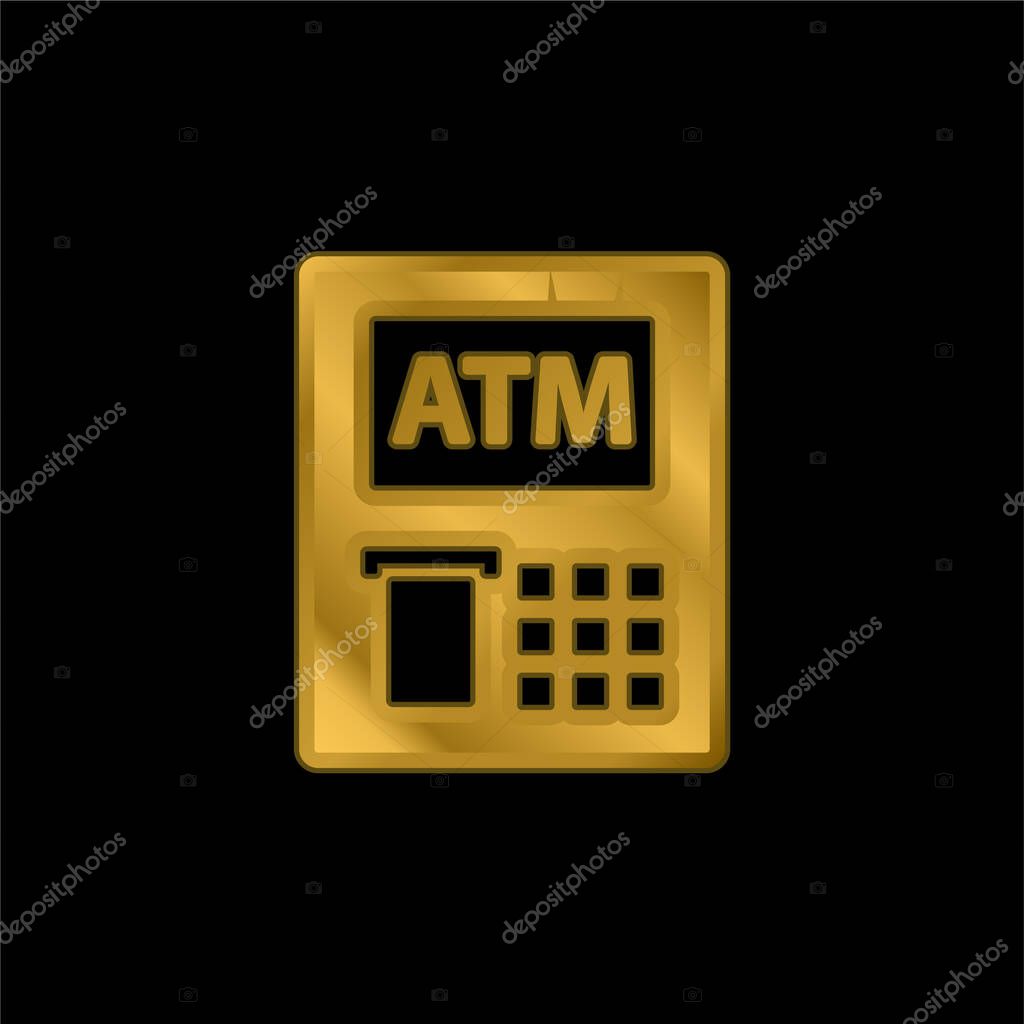ATM gold plated metalic icon or logo vector