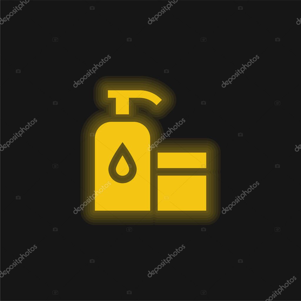 Baby Oil yellow glowing neon icon