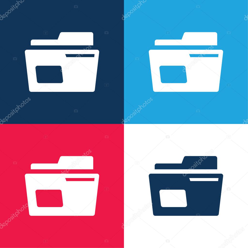 Archive blue and red four color minimal icon set
