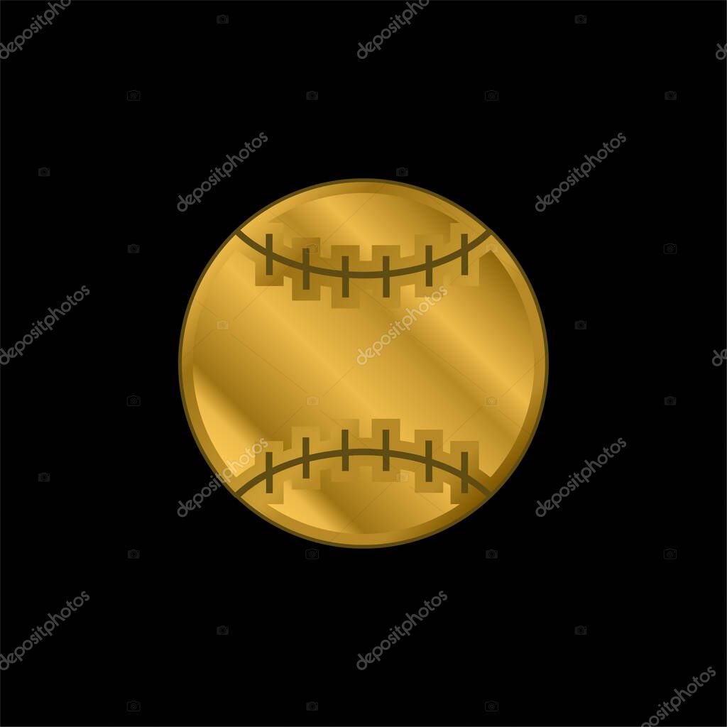 Ball Of American Football gold plated metalic icon or logo vector