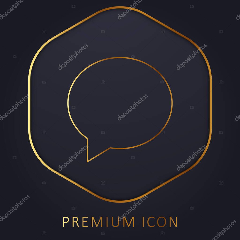 Black Oval Speech Bubble golden line premium logo or icon