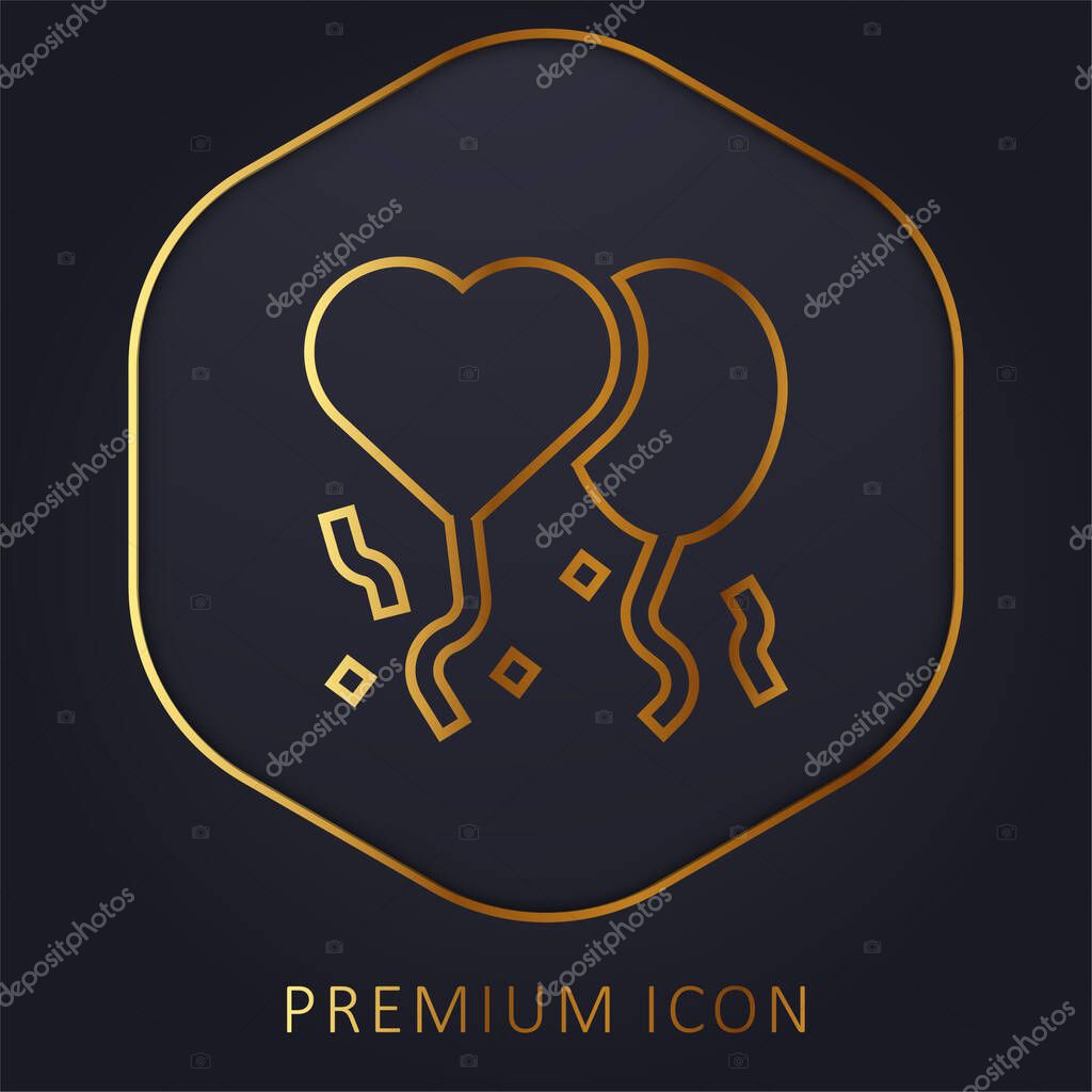 Balloons golden line premium logo or icon