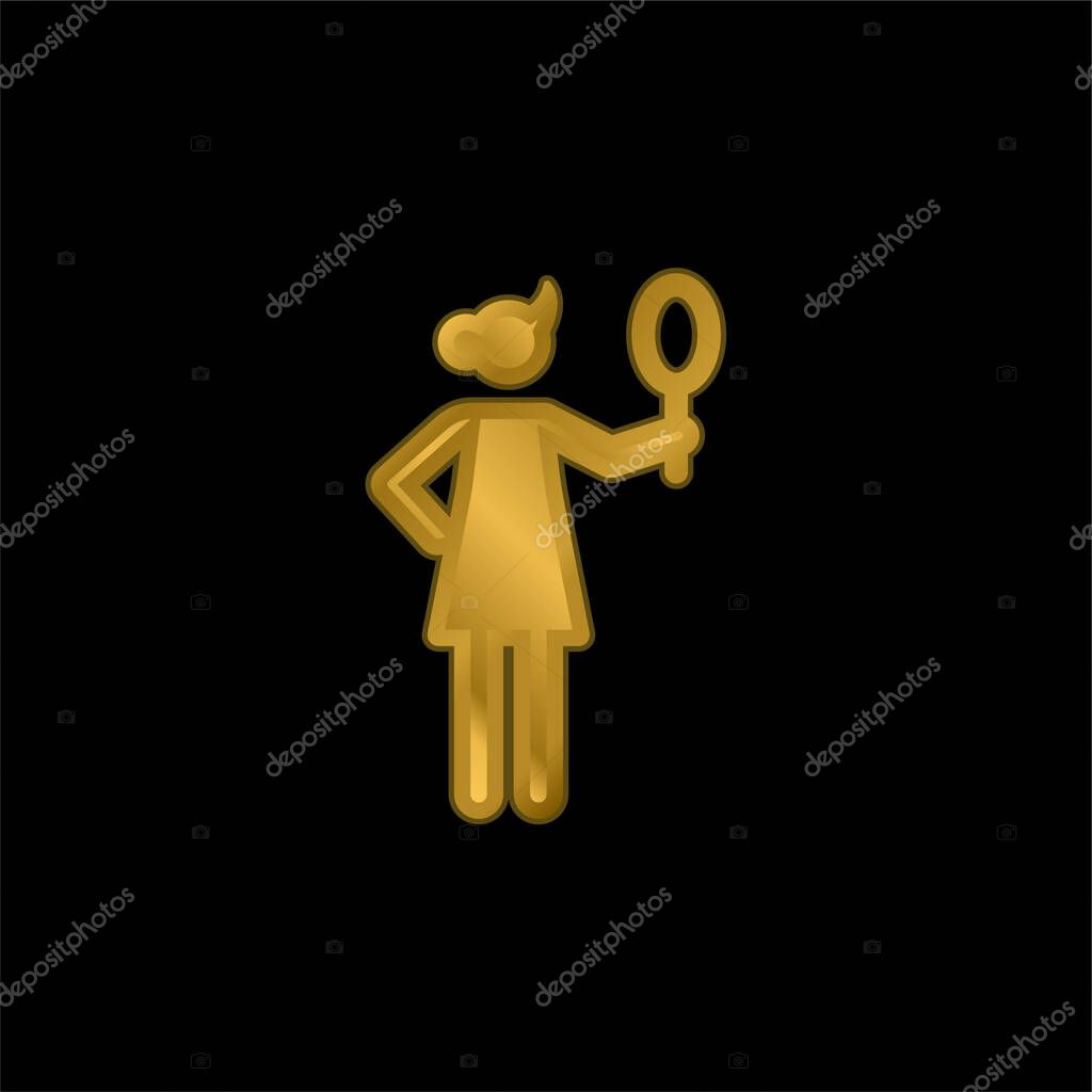 Beauty gold plated metalic icon or logo vector