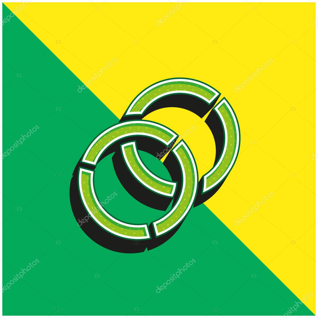 Bangles Green and yellow modern 3d vector icon logo
