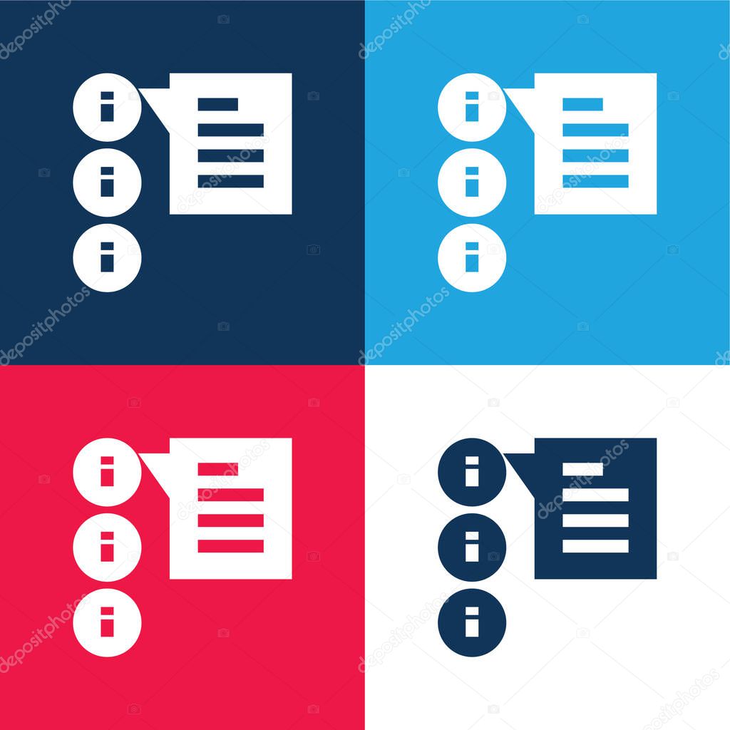Alerts blue and red four color minimal icon set