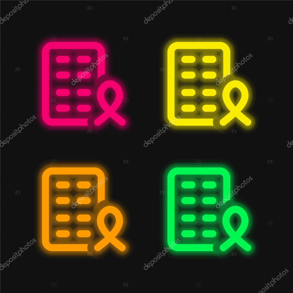 Aids four color glowing neon vector icon