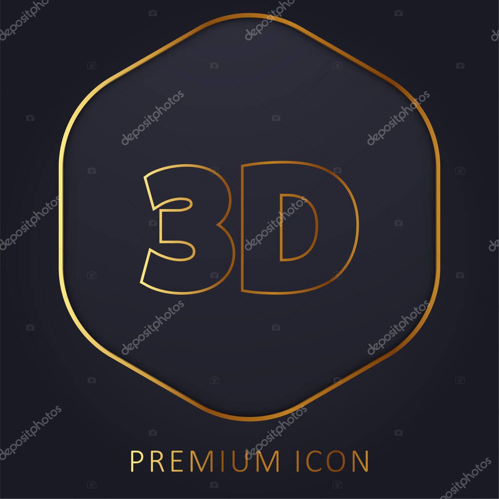 3D Text golden line premium logo or icon
