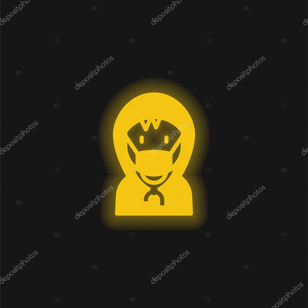 Boy yellow glowing neon icon