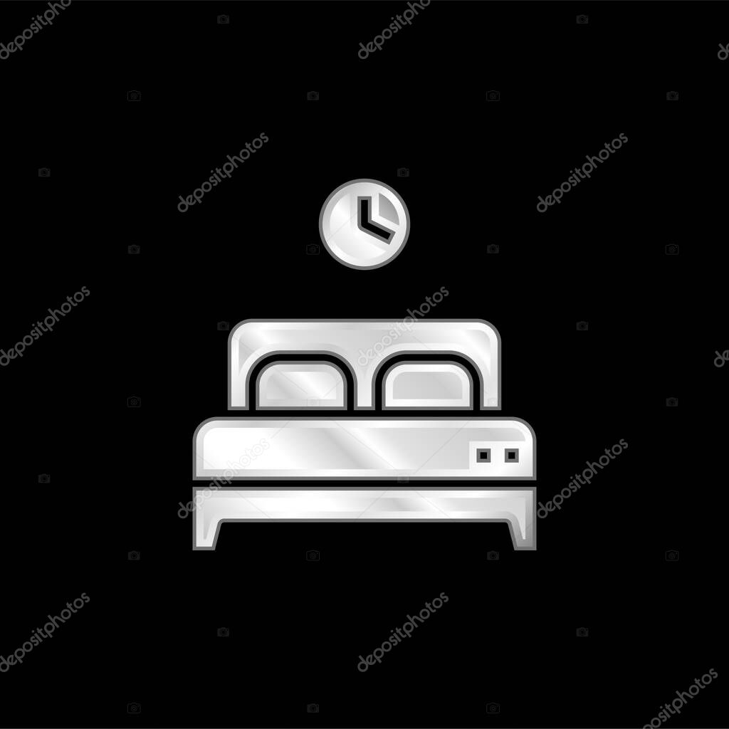 Bed silver plated metallic icon