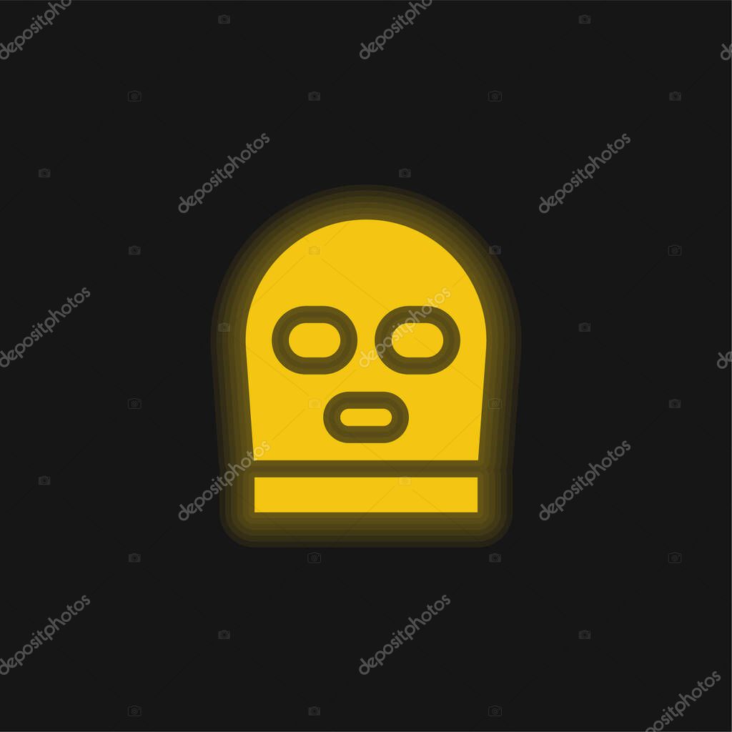 Balaclava yellow glowing neon icon