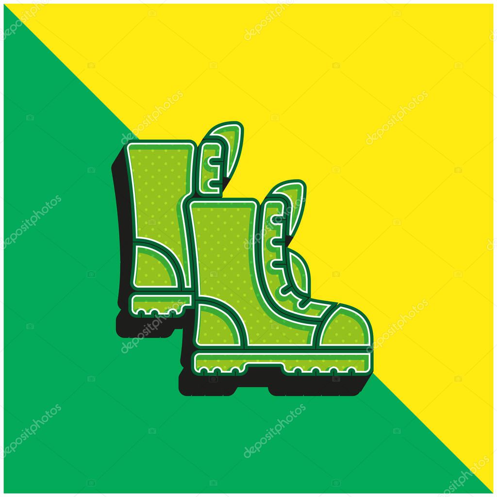 Boots Green and yellow modern 3d vector icon logo