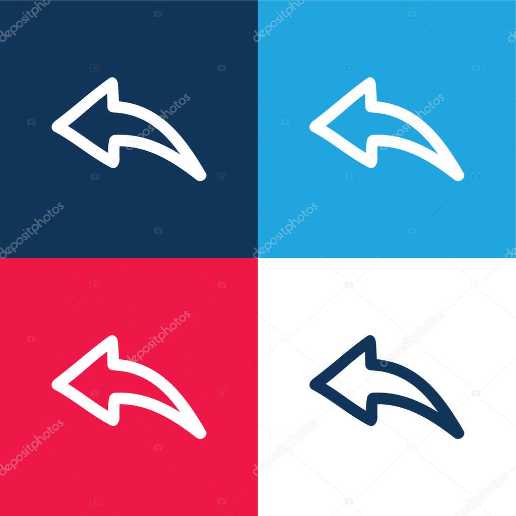 Back Hand Drawn Arrow Outline blue and red four color minimal icon set