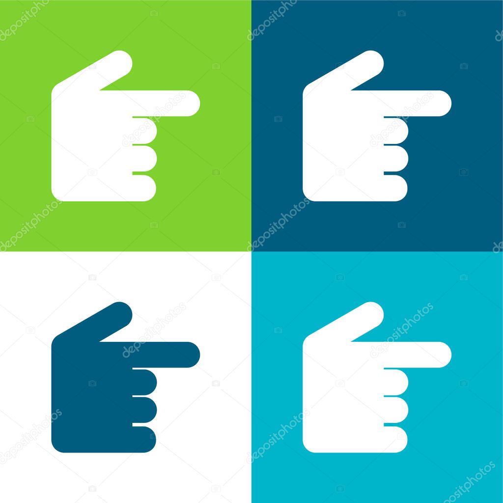 Black Hand Pointing To Right Flat four color minimal icon set