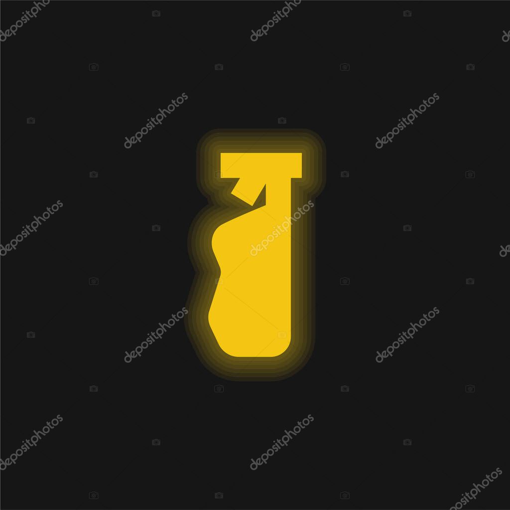 Bottle yellow glowing neon icon