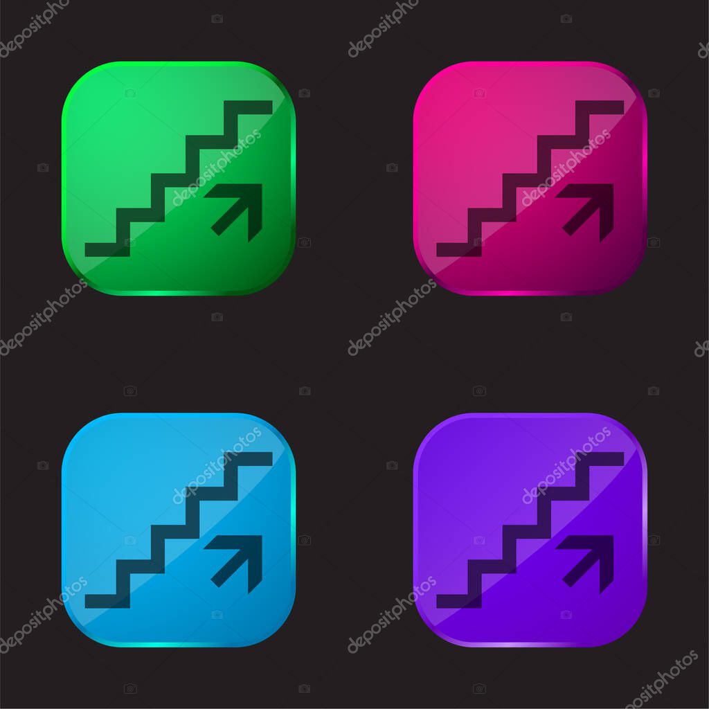 Ascending Stairs Signal four color glass button icon