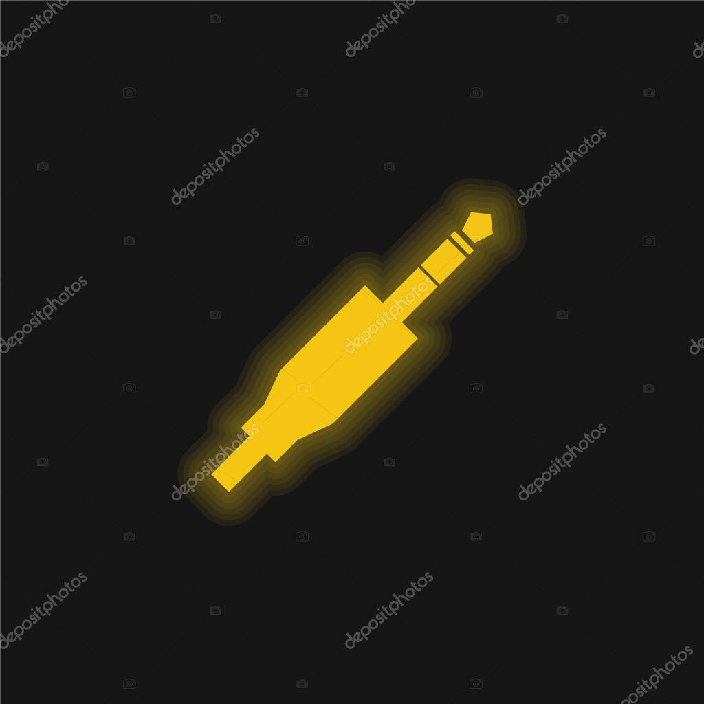 Audio Jack Connector yellow glowing neon icon