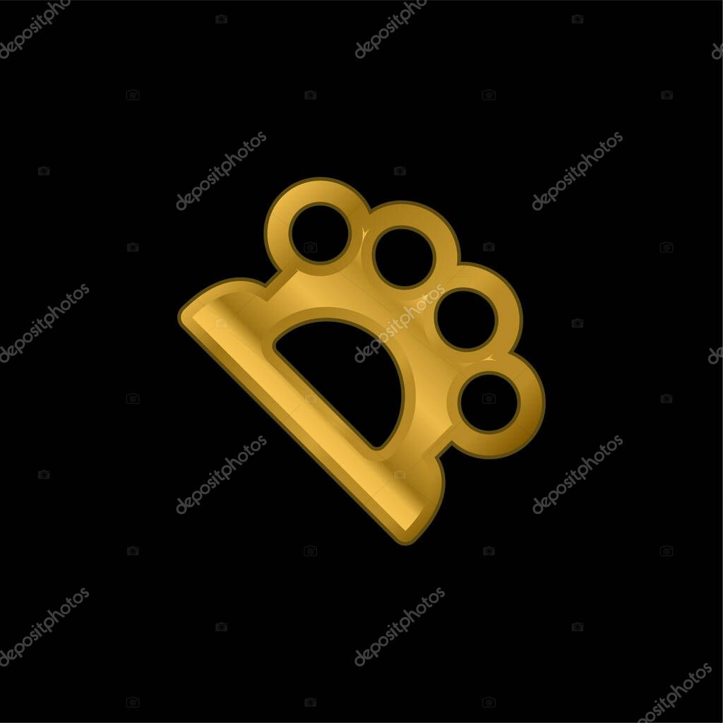 Brass Knuckles gold plated metalic icon or logo vector