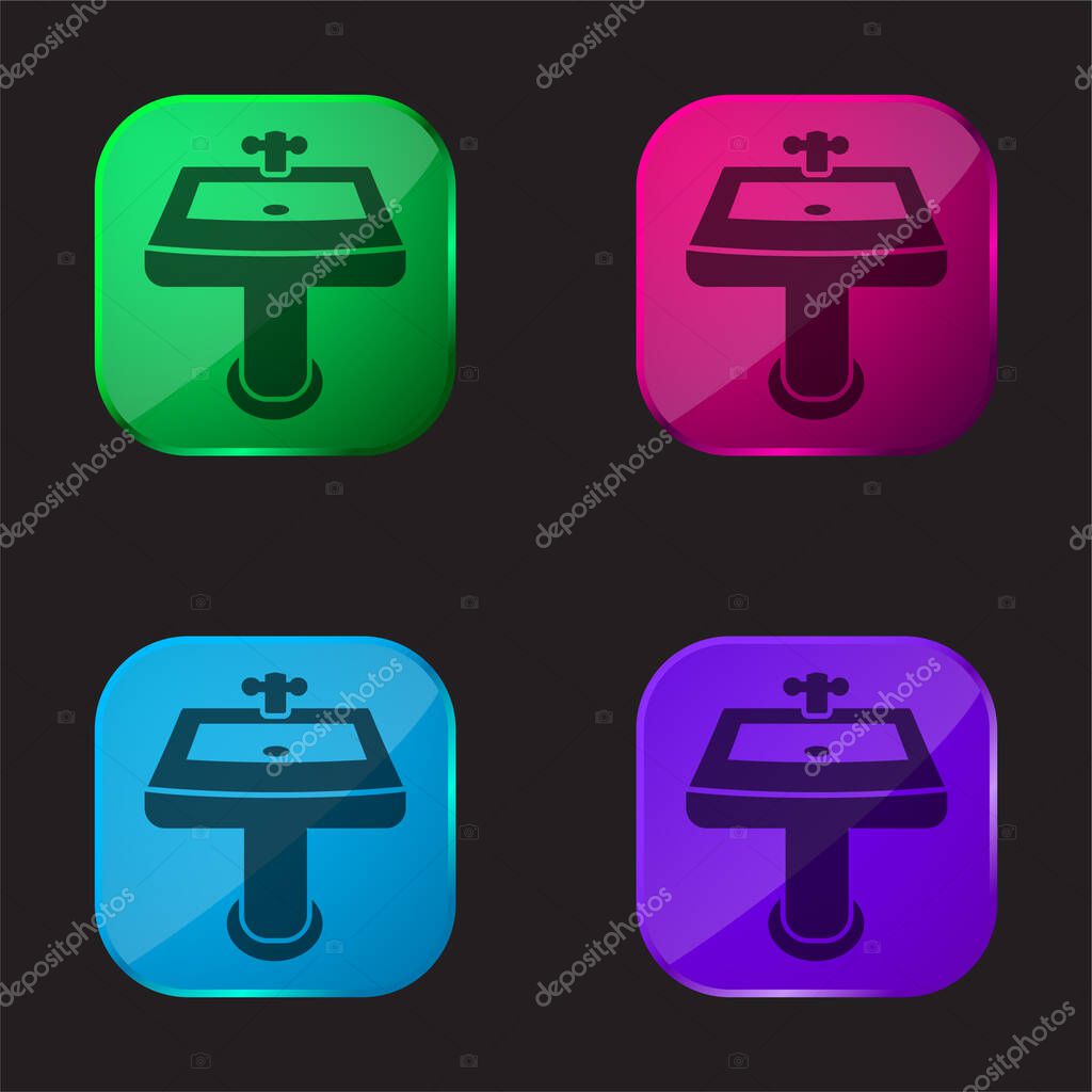Bathroom Sink four color glass button icon