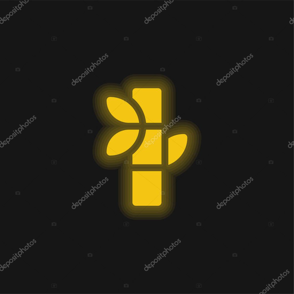Bamboo yellow glowing neon icon