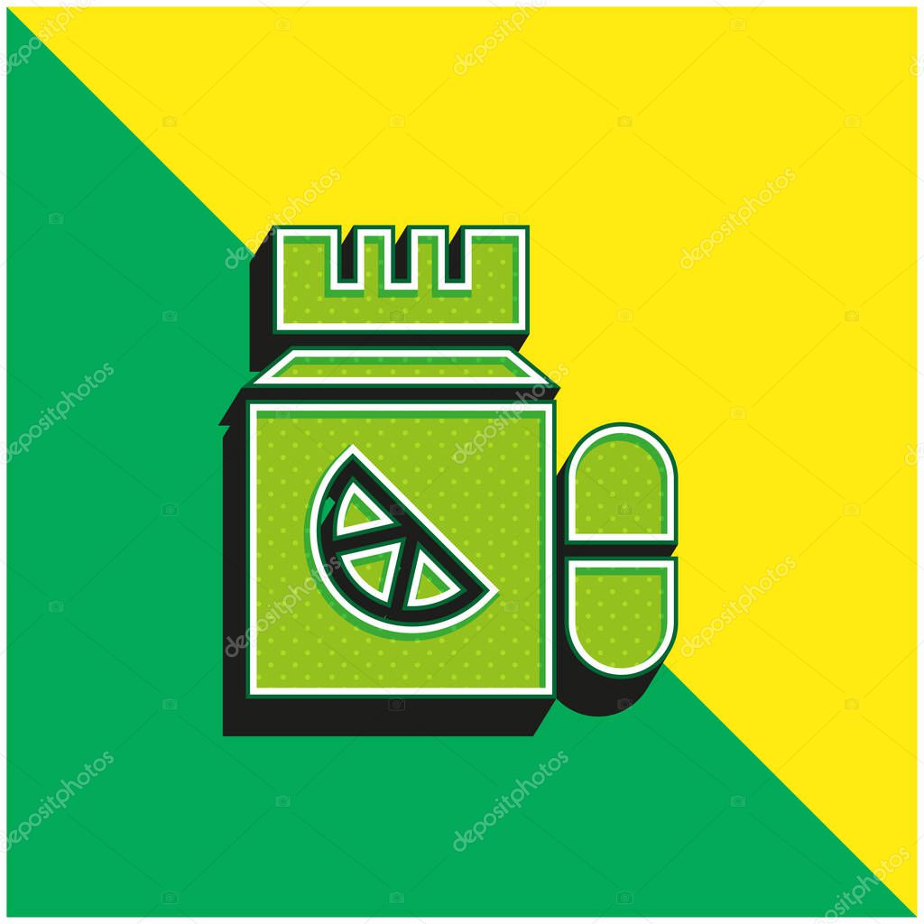 Bottle Green and yellow modern 3d vector icon logo