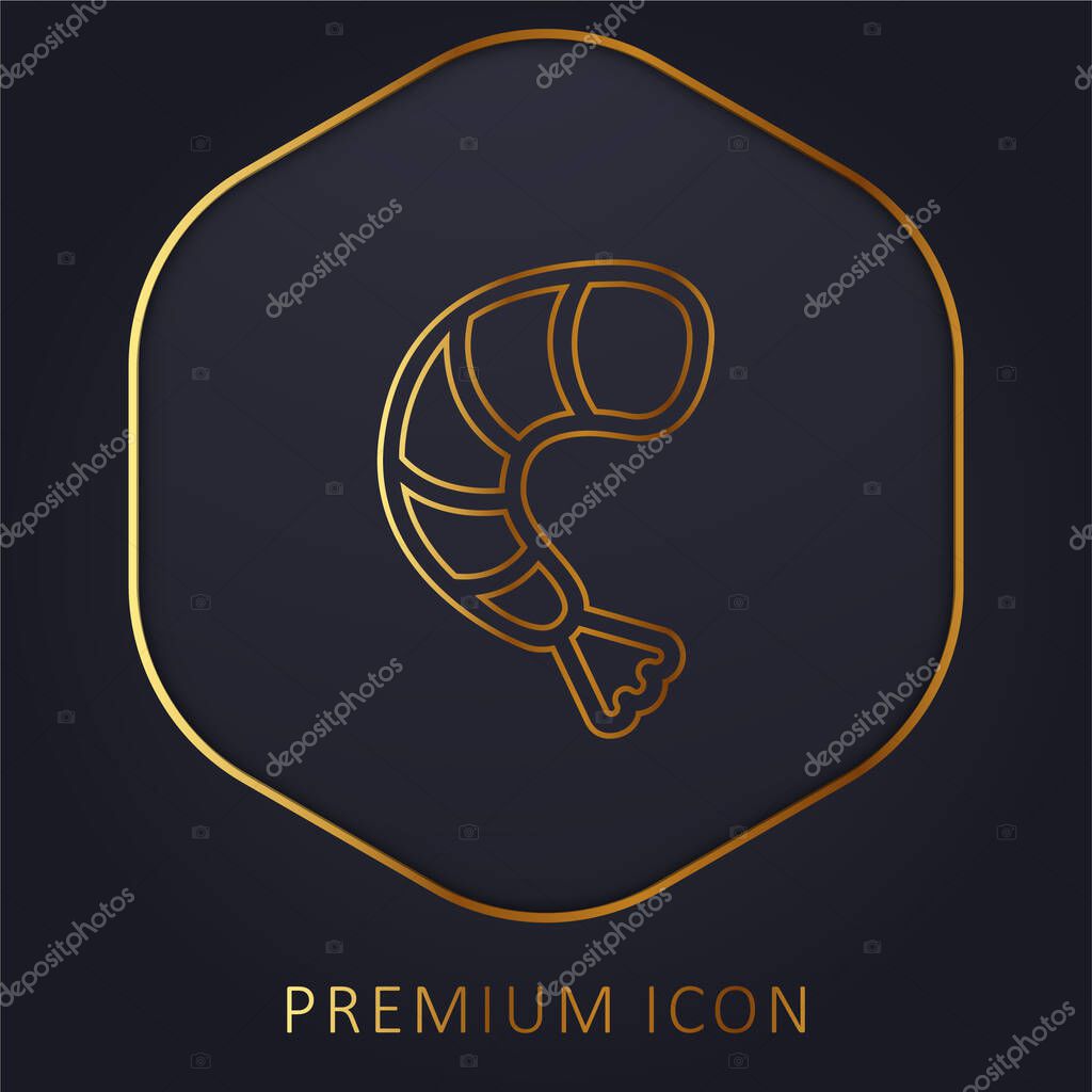 Big Shrimp golden line premium logo or icon