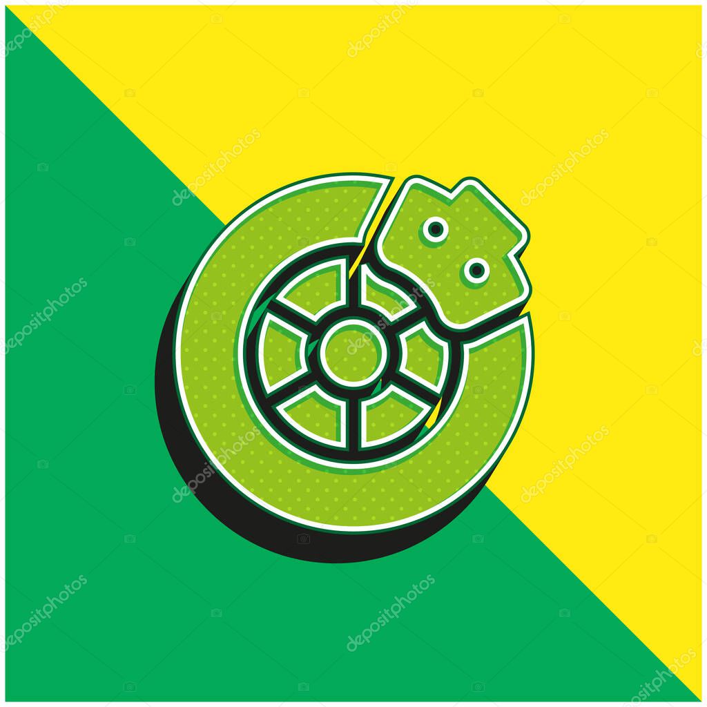 Brake Green and yellow modern 3d vector icon logo