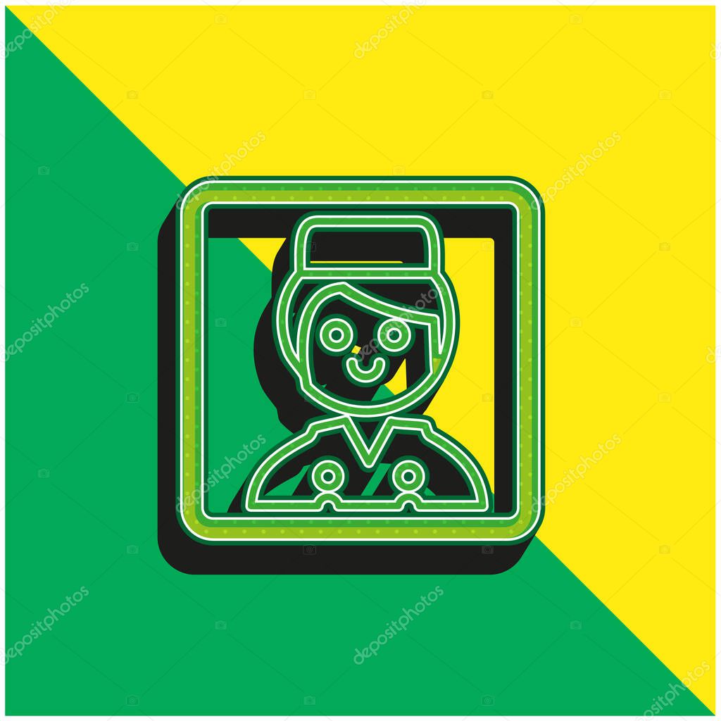 Bell Boy Portrait Green and yellow modern 3d vector icon logo