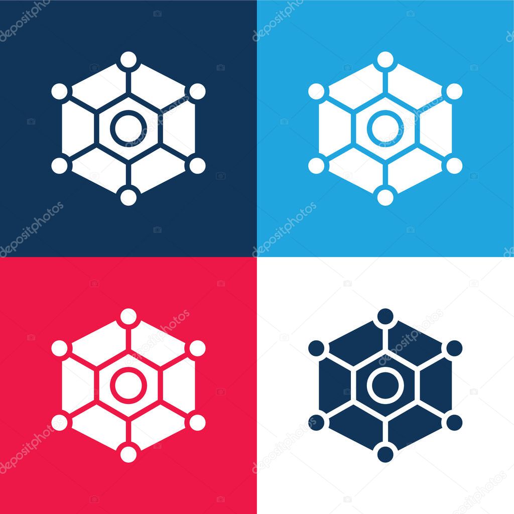 Atom blue and red four color minimal icon set