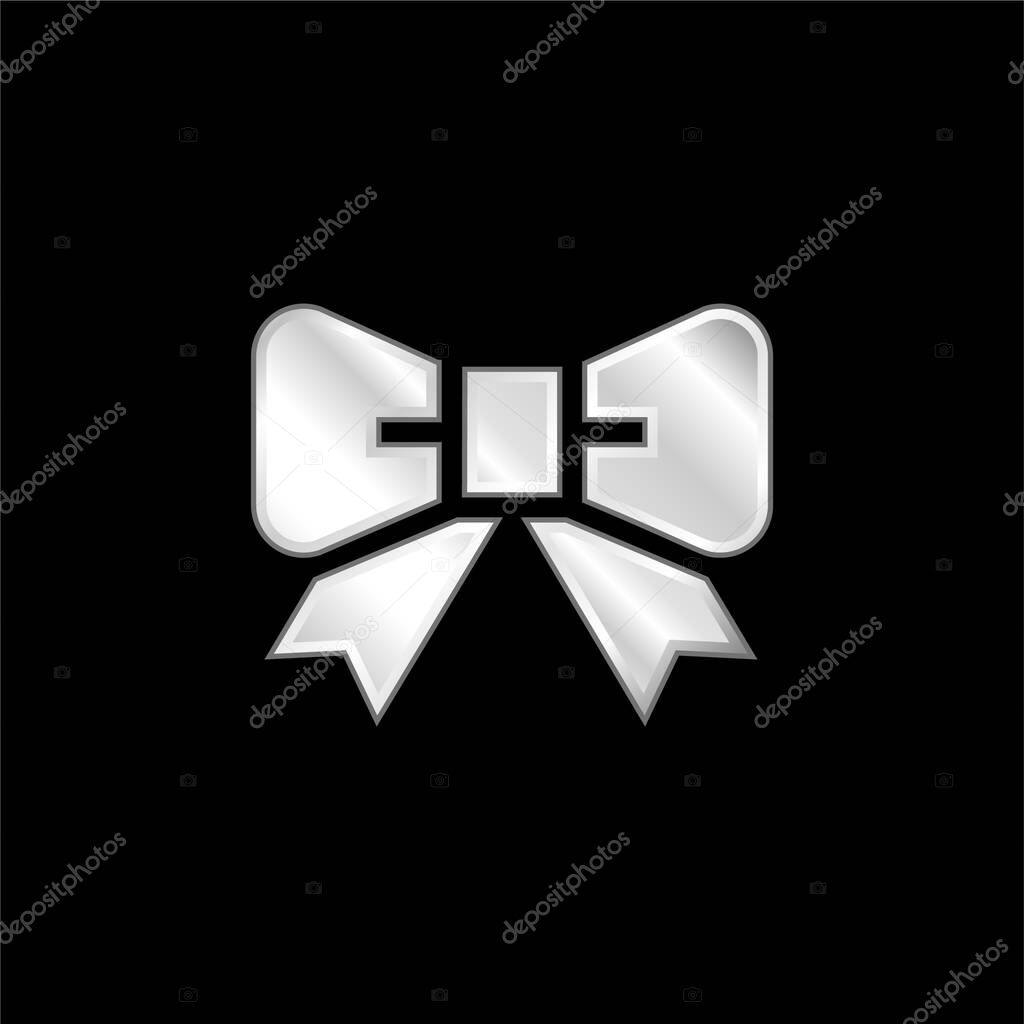 Bow Tie silver plated metallic icon