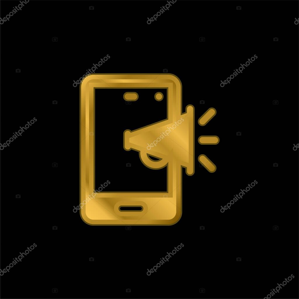 Advertising gold plated metalic icon or logo vector