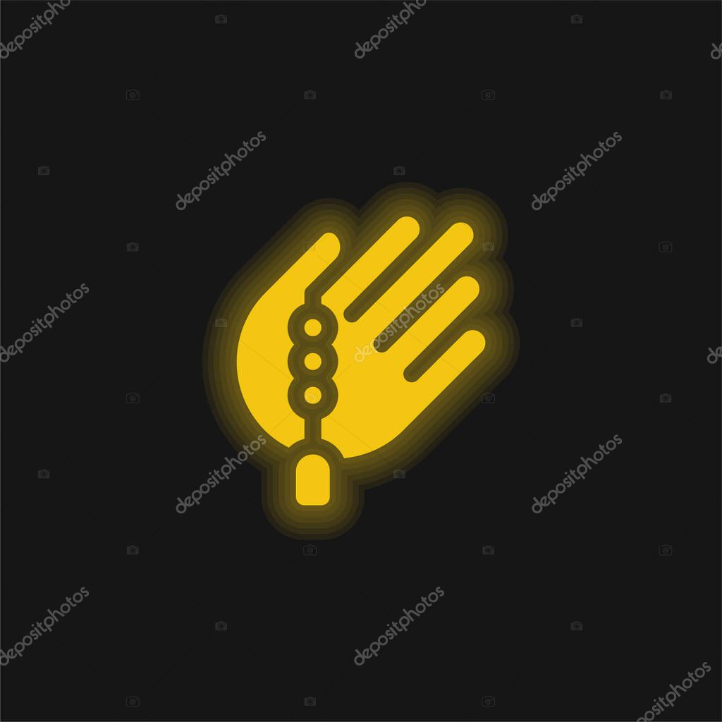Bead yellow glowing neon icon