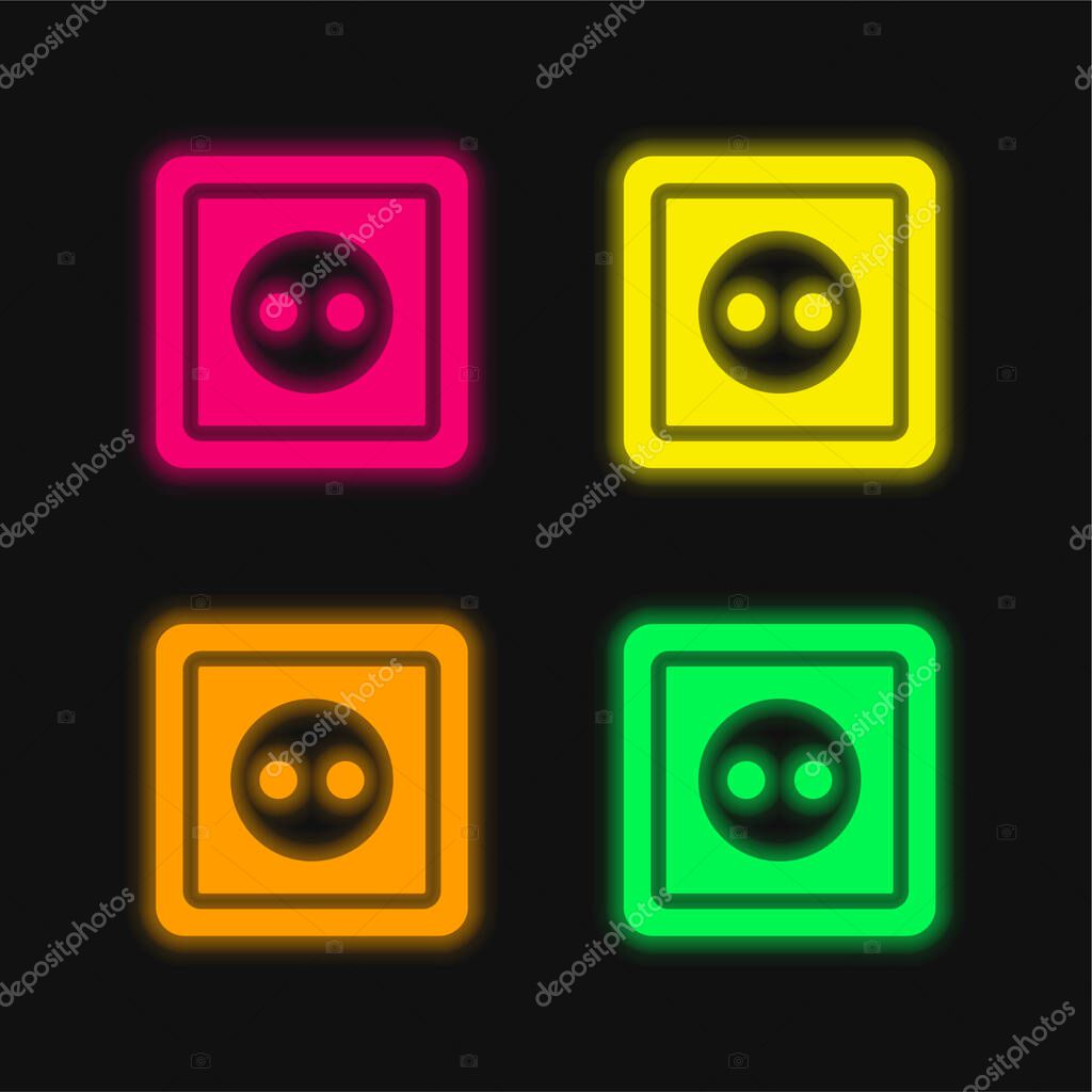 Big Socket four color glowing neon vector icon