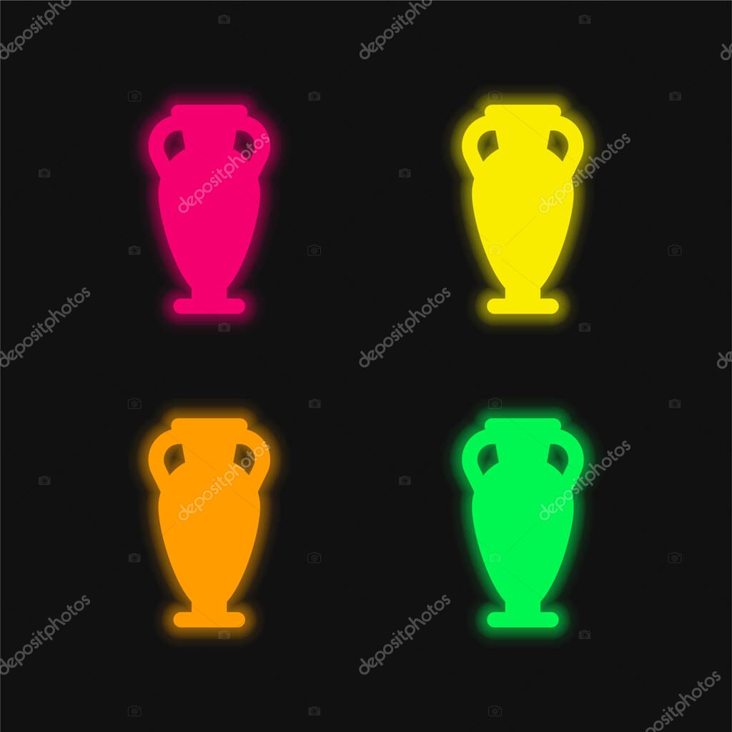 Amphora four color glowing neon vector icon