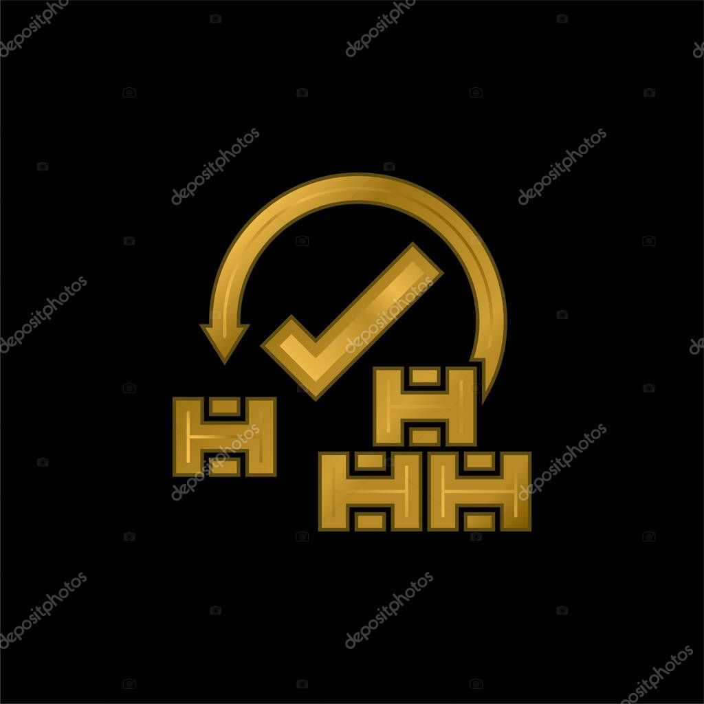 Acceptance gold plated metalic icon or logo vector
