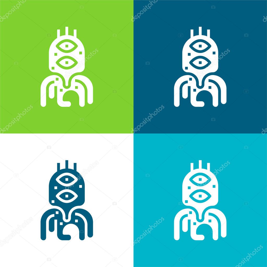 Alien Flat four color minimal icon set