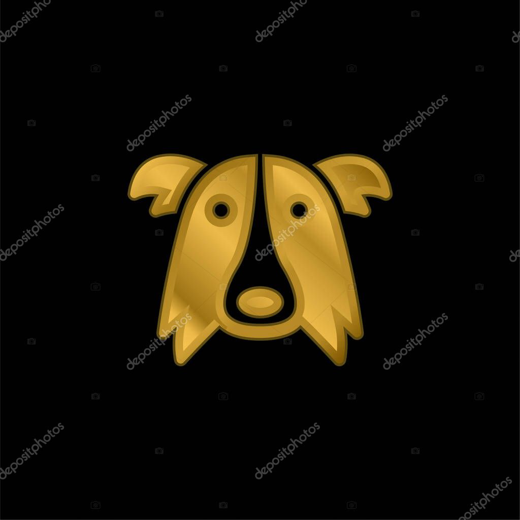 Border Collie Dog Head gold plated metalic icon or logo vector