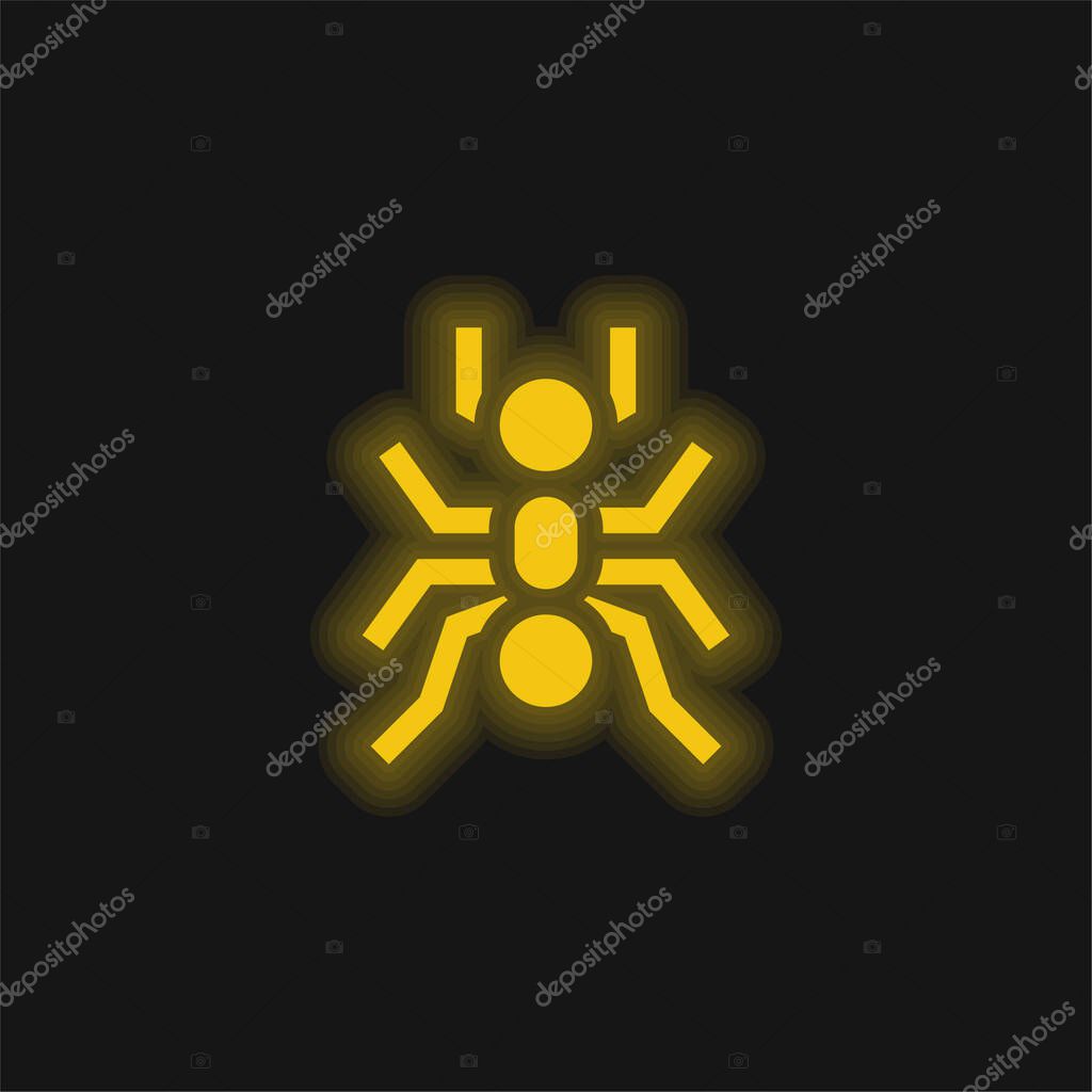 Ant yellow glowing neon icon