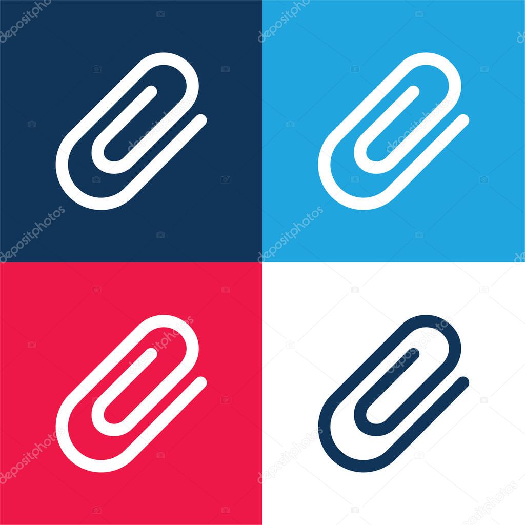 Attach Interface Symbol Of Diagonal Paperclip Tool blue and red four color minimal icon set