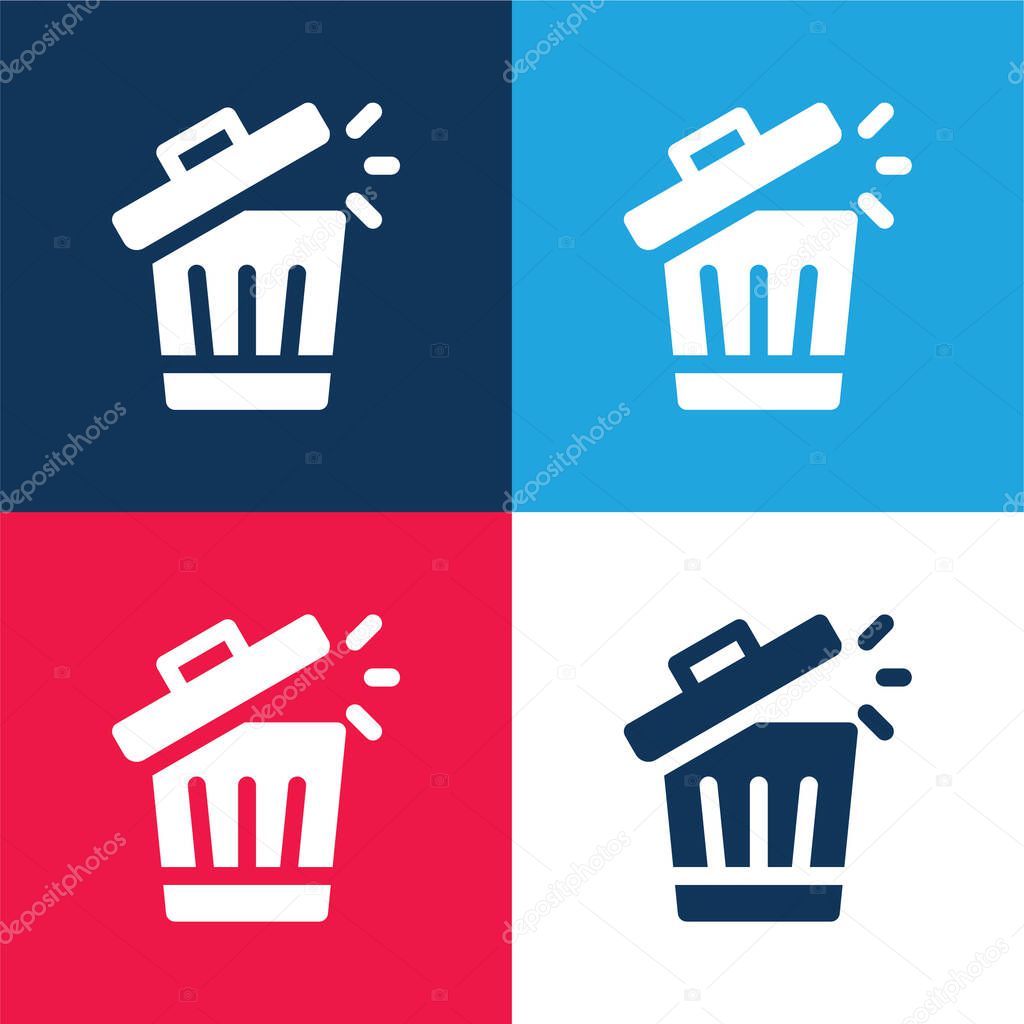 Bin blue and red four color minimal icon set