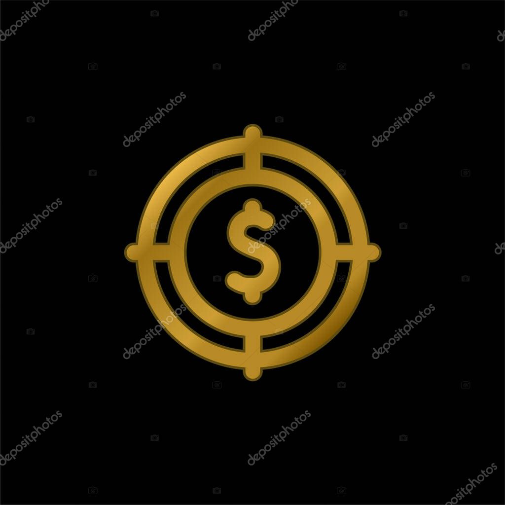 Aim gold plated metalic icon or logo vector