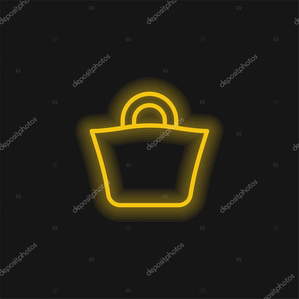 Beach Bag yellow glowing neon icon